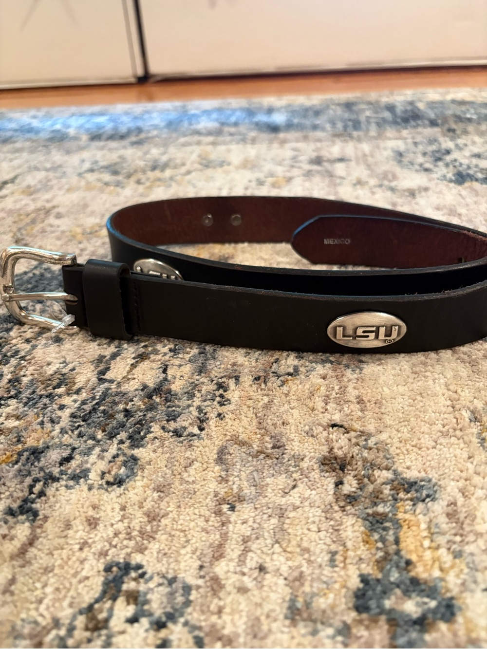 LSU Tigers Genuine Leather Concho Belt Black Size 30 Silver Logo SEC Football
